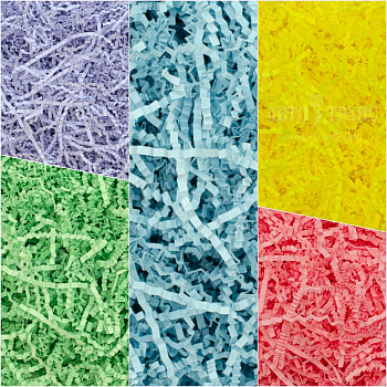 Бумажный наполнитель цветная стружка, 1 кг., 2-3 мм, 80 гр/м.кв