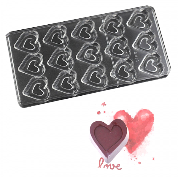 Поликарбонатная форма для шоколада 275*135*24 мм | Сердце (у) мод.2159