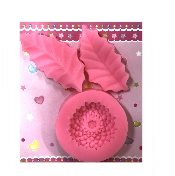 Молд силиконовый (вайнер) Бутон и Листья (мини)