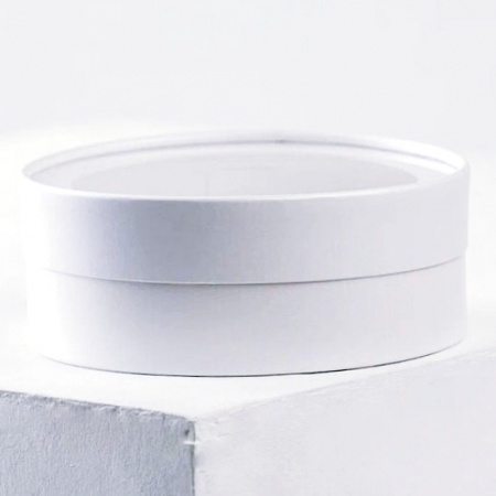 Коробка для выпечки круглая (шайба) 20•8 см Белая (окно, крышка+дно)