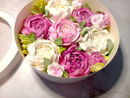 Коробка для выпечки круглая (шайба) 20•8 см СИРЕНЕВАЯ (окно, крышка+дно) | упак. 5-20 шт