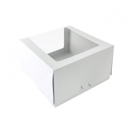 Коробка для торта с окном для торта 21•21•10 см | Стандарт (БЕЛАЯ упак. 5-25 шт)